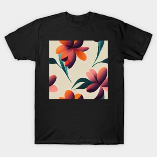 Floral Diagnal pattern, flat color T-Shirt